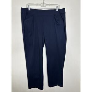 Chicos Travelers Size 3 US 16 Navy Blue Pocket Pull On Cropped Pants High Rise